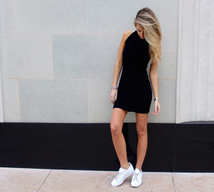 White sneakers outlet black dress