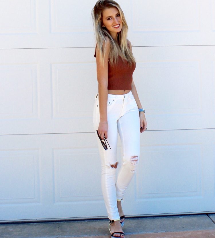 white distressed jeans