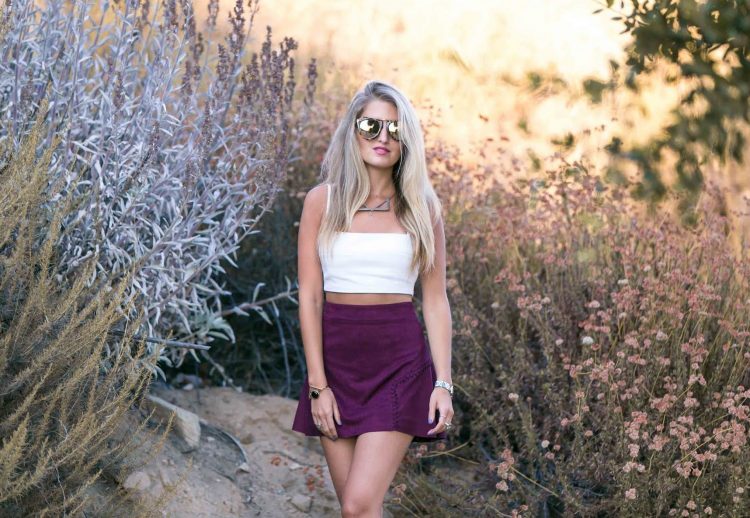 Burgundy suede skirt