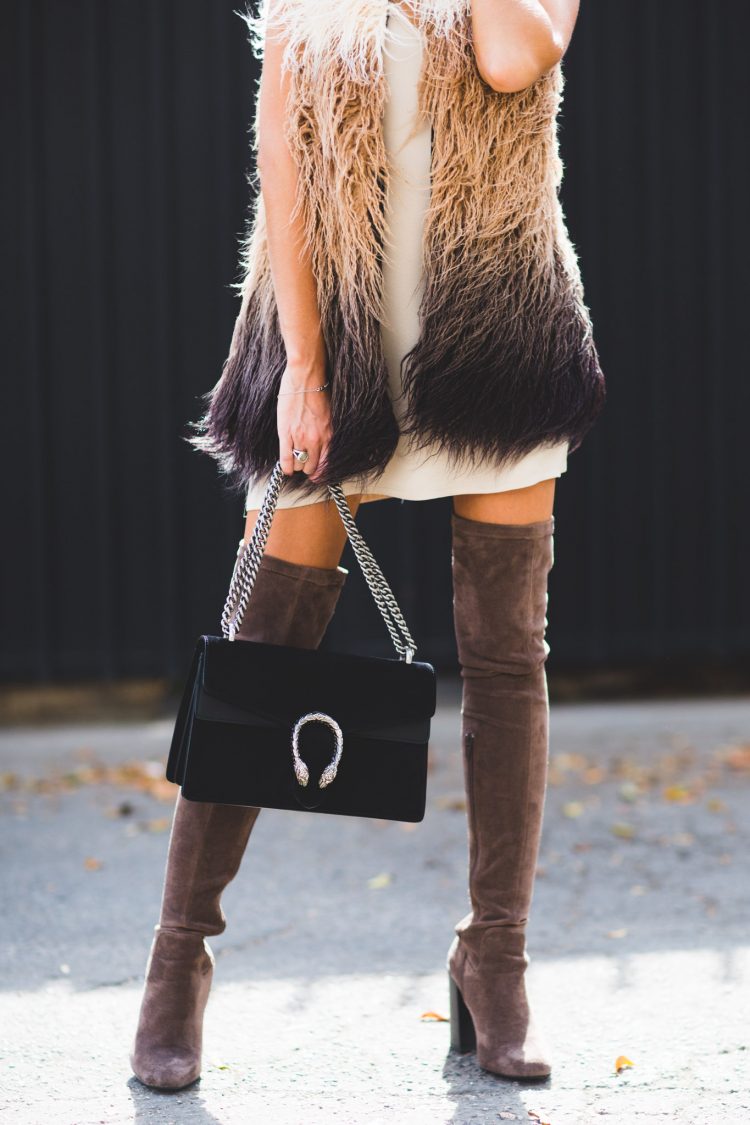 fur vests and slip dresses