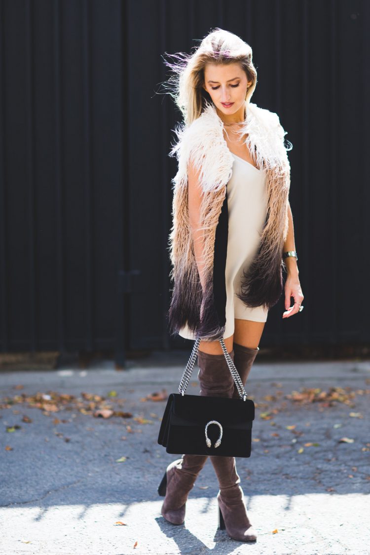 fur vests and slip dresses