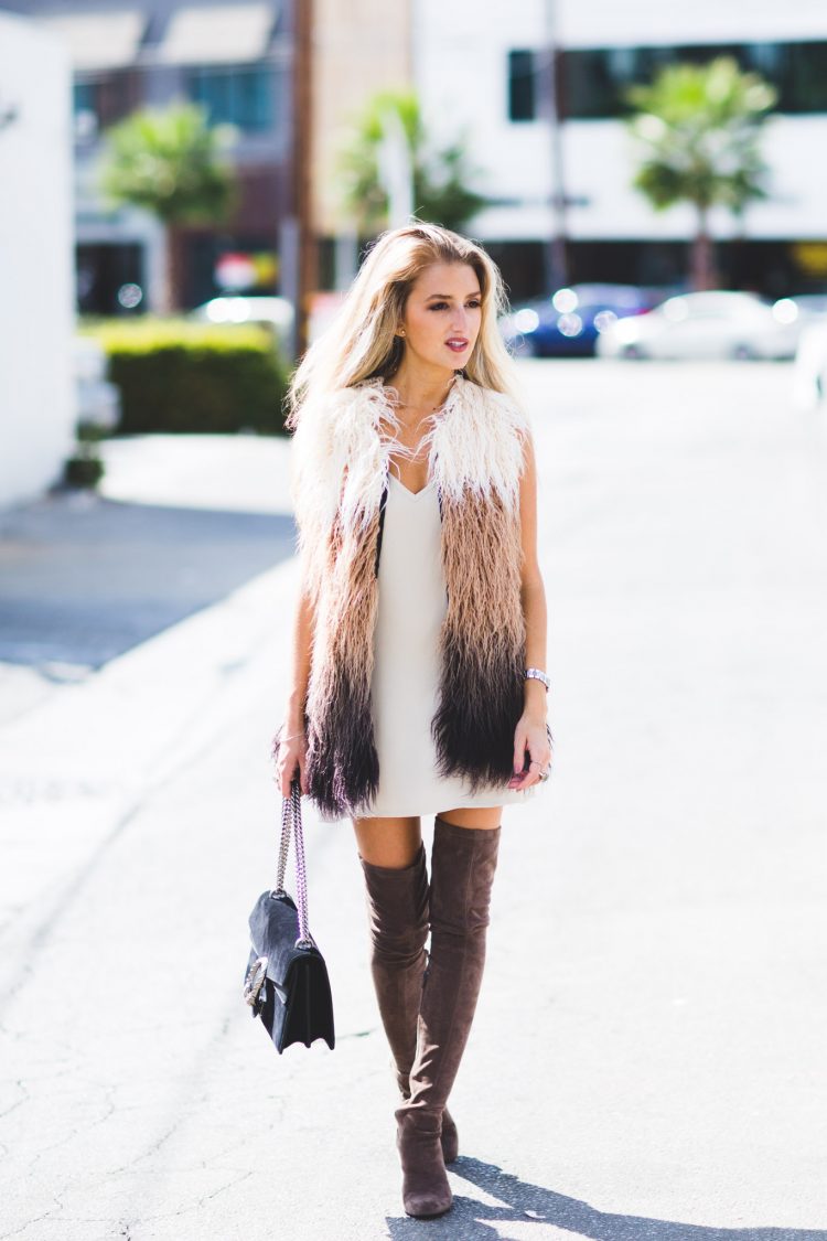 fur vests and slip dresses