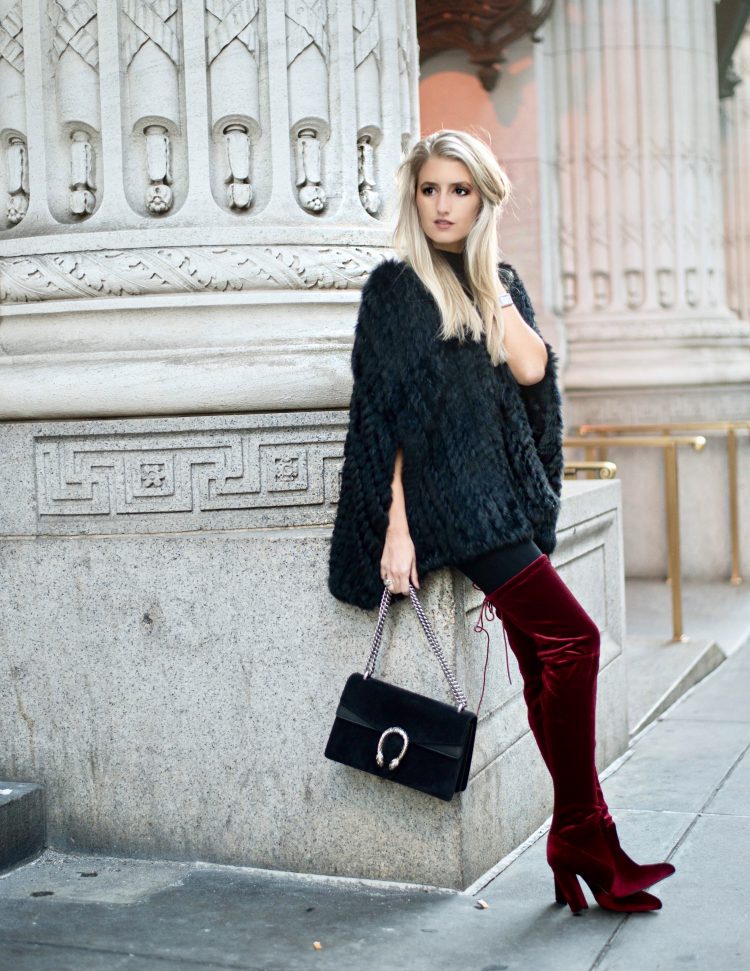 fur capes and over the knee boots