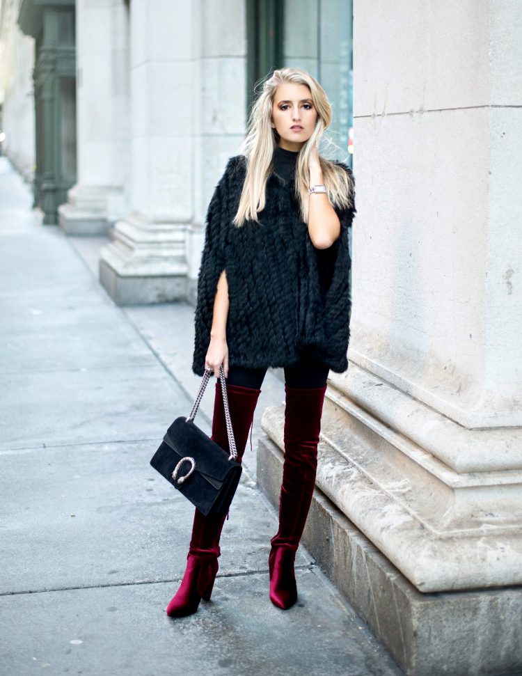 fur capes and over the knee boots