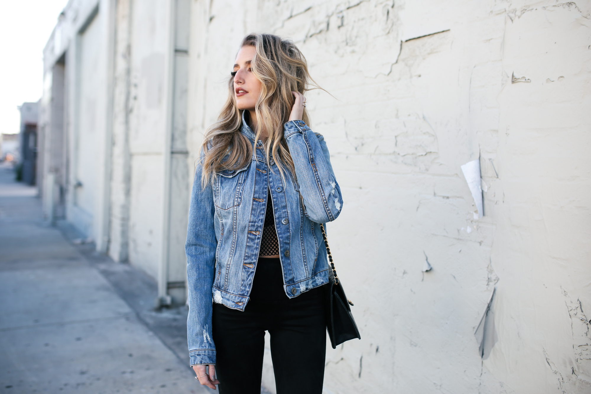 denim jacket and mesh