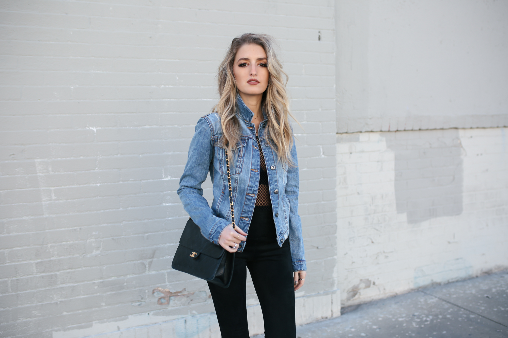 denim jacket and mesh