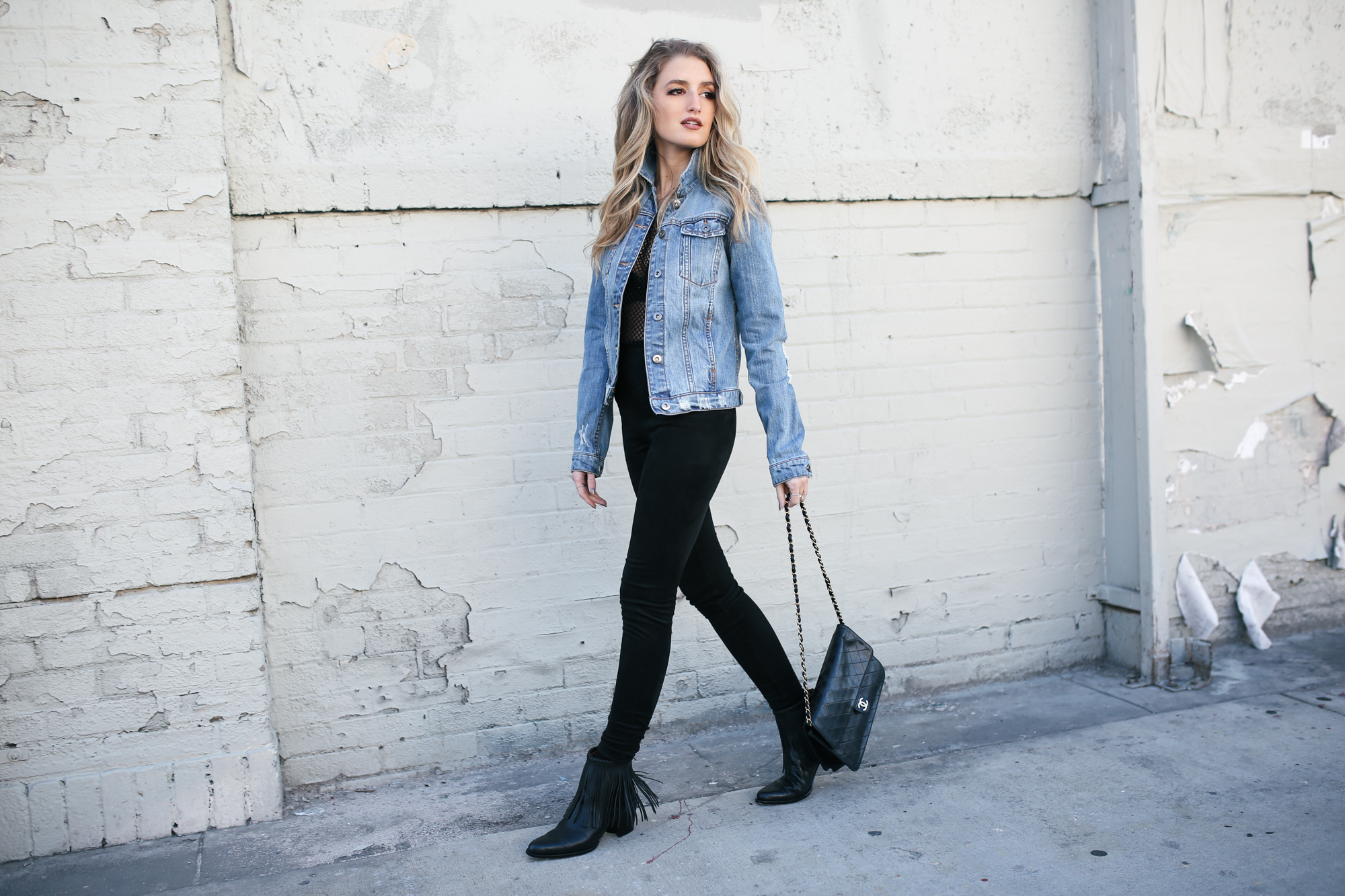 Denim jacket and mesh