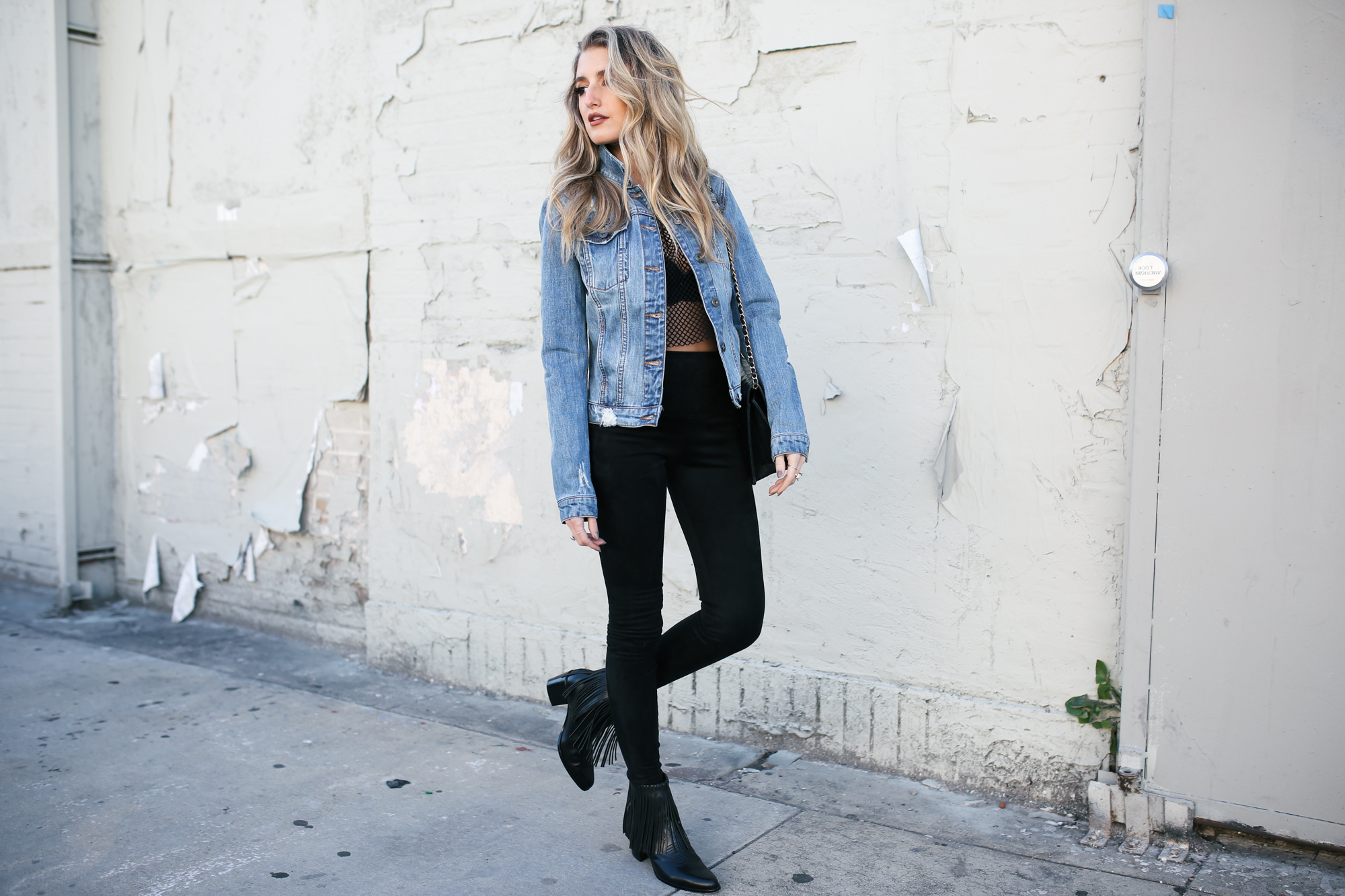 Denim jacket and mesh